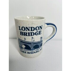 VINTAGE London Bridge Lake Havasu Arizona Coffee Mugs 14 Oz Cobalt Blue